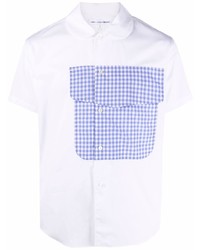 weißes und blaues Kurzarmhemd mit Karomuster von Comme Des Garcons SHIRT