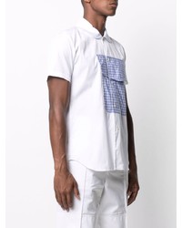 weißes und blaues Kurzarmhemd mit Karomuster von Comme Des Garcons SHIRT