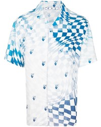 weißes und blaues Kurzarmhemd mit Karomuster von Off-White