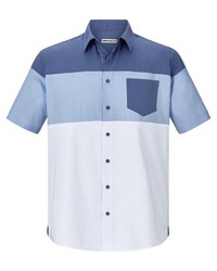 weißes und blaues Kurzarmhemd von SHIRTMASTER