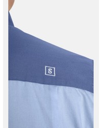 weißes und blaues Kurzarmhemd von SHIRTMASTER