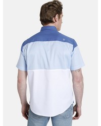 weißes und blaues Kurzarmhemd von SHIRTMASTER