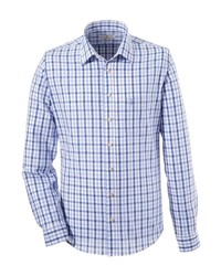 weißes und blaues Langarmhemd mit Vichy-Muster von ALMSACH