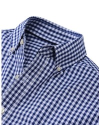 weißes und blaues Langarmhemd mit Vichy-Muster von Bexleys man