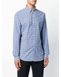 weißes und blaues Langarmhemd mit Vichy-Muster von Ralph Lauren