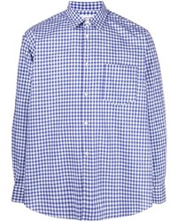 weißes und blaues Langarmhemd mit Vichy-Muster von Comme Des Garcons SHIRT