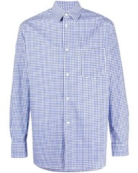 weißes und blaues Langarmhemd mit Vichy-Muster von Comme Des Garcons SHIRT