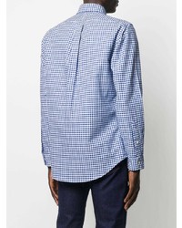 weißes und blaues Langarmhemd mit Vichy-Muster von Polo Ralph Lauren
