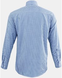 weißes und blaues Langarmhemd mit Vichy-Muster von JP1880