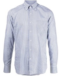 weißes und blaues Langarmhemd mit Vichy-Muster von Orian