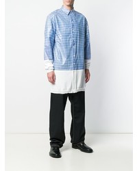 weißes und blaues Langarmhemd mit Vichy-Muster von Y/Project