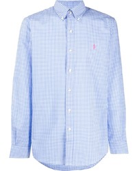 weißes und blaues Langarmhemd mit Vichy-Muster von Polo Ralph Lauren
