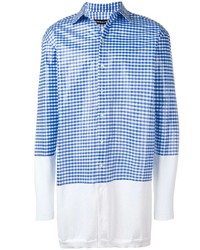 weißes und blaues Langarmhemd mit Vichy-Muster von Y/Project