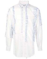 weißes und blaues Langarmhemd von Engineered Garments
