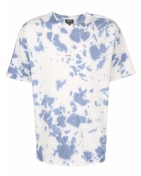 weißes und blaues Mit Batikmuster T-Shirt mit einem Rundhalsausschnitt von A.P.C.