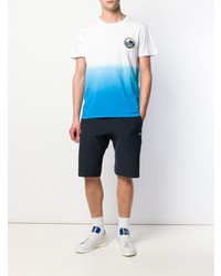 weißes und blaues Mit Batikmuster T-Shirt mit einem Rundhalsausschnitt von Karl Lagerfeld