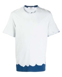 weißes und blaues Mit Batikmuster T-Shirt mit einem Rundhalsausschnitt von MSGM