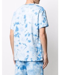 weißes und blaues Mit Batikmuster T-Shirt mit einem Rundhalsausschnitt von RIPNDIP