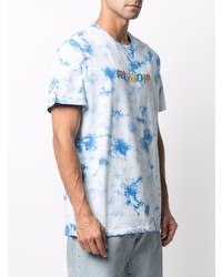 weißes und blaues Mit Batikmuster T-Shirt mit einem Rundhalsausschnitt von RIPNDIP