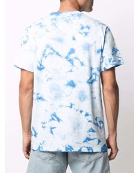 weißes und blaues Mit Batikmuster T-Shirt mit einem Rundhalsausschnitt von RIPNDIP