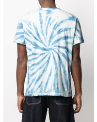 weißes und blaues Mit Batikmuster T-Shirt mit einem Rundhalsausschnitt von Isabel Marant