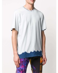 weißes und blaues Mit Batikmuster T-Shirt mit einem Rundhalsausschnitt von MSGM