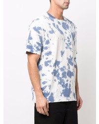 weißes und blaues Mit Batikmuster T-Shirt mit einem Rundhalsausschnitt von A.P.C.