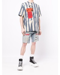 weißes und blaues Mit Batikmuster T-Shirt mit einem Rundhalsausschnitt von DSQUARED2