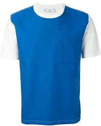 weißes und blaues T-Shirt mit einem Rundhalsausschnitt von AMI Alexandre Mattiussi