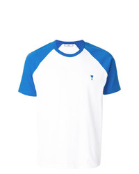 weißes und blaues T-Shirt mit einem Rundhalsausschnitt von AMI Alexandre Mattiussi