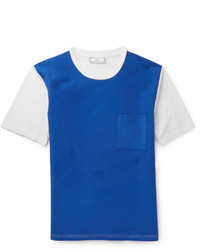weißes und blaues T-Shirt mit einem Rundhalsausschnitt von Ami