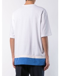weißes und blaues T-Shirt mit einem Rundhalsausschnitt von Marni