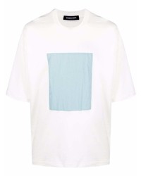 weißes und blaues T-Shirt mit einem Rundhalsausschnitt von Costumein