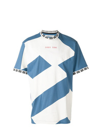 weißes und blaues T-Shirt mit einem Rundhalsausschnitt von Damir Doma