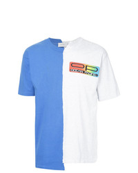 weißes und blaues T-Shirt mit einem Rundhalsausschnitt von Ex Infinitas