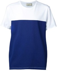 weißes und blaues T-Shirt mit einem Rundhalsausschnitt von Kitsune