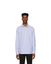 weißes und blaues vertikal gestreiftes Businesshemd von Ralph Lauren Purple Label
