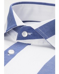 weißes und blaues vertikal gestreiftes Businesshemd von Seidensticker