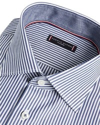 weißes und blaues vertikal gestreiftes Businesshemd von Tommy Hilfiger Tailored