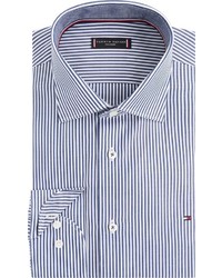 weißes und blaues vertikal gestreiftes Businesshemd von Tommy Hilfiger Tailored
