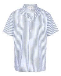 weißes und blaues vertikal gestreiftes Kurzarmhemd von Alex Mill
