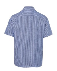weißes und blaues vertikal gestreiftes Kurzarmhemd von Brax