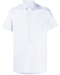 weißes und blaues vertikal gestreiftes Kurzarmhemd von Low Brand