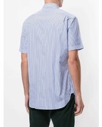 weißes und blaues vertikal gestreiftes Kurzarmhemd von Kent & Curwen