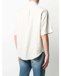 weißes und blaues vertikal gestreiftes Kurzarmhemd von Gucci