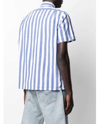 weißes und blaues vertikal gestreiftes Kurzarmhemd von Polo Ralph Lauren