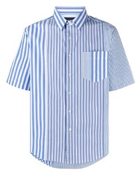 weißes und blaues vertikal gestreiftes Kurzarmhemd von Viktor & Rolf