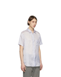 weißes und blaues vertikal gestreiftes Kurzarmhemd von Comme Des Garcons SHIRT