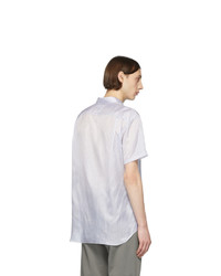 weißes und blaues vertikal gestreiftes Kurzarmhemd von Comme Des Garcons SHIRT