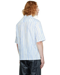 weißes und blaues vertikal gestreiftes Kurzarmhemd von Charles Jeffrey Loverboy